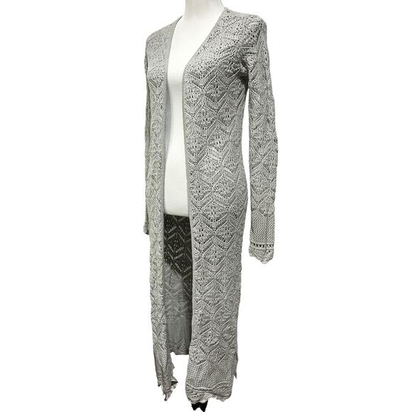 Chico’s Duster Cardigan White Lightweight Sheer Long Sz 0 (S-4) - Picture 6 of 12